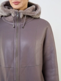 Дубленка зимняя двухсторонняя шуба с капюшоном