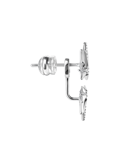 Серьги-джекеты из серебра со вставками из выращенного сапфира