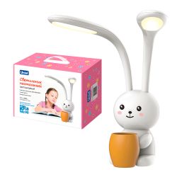 ULM-D160 12W-3000-6000K-DIM WHITE Светильник настольный светодиодный Заяц. с подставкой под канцелярские принадлежности. Сенсорный выключатель. Диммер. Белый. TM Uniel
