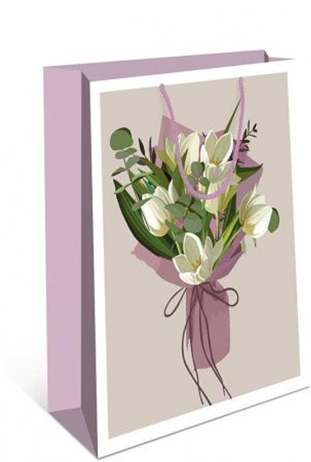 Сумка лам.18*23*10см Букет белых тюльпанов 1 шт