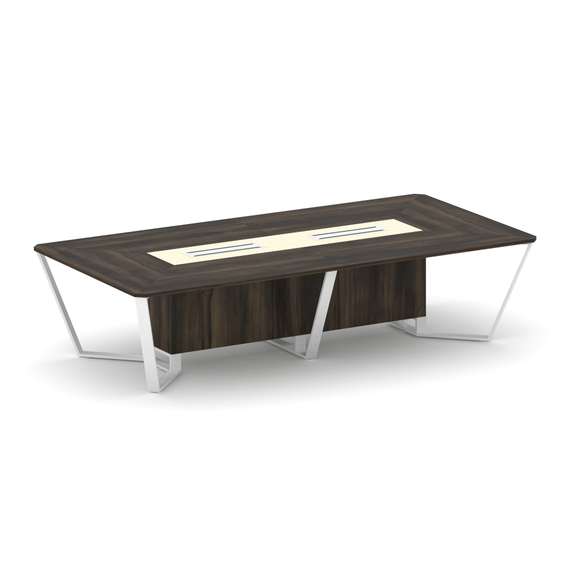 Steel Meet Стол переговорный прямоугольный KM-PR.B.SP-12 Дуб Мали/Ваниль Глянец/Металл Белый 3200*16