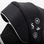 Детская коляска Adamex Cortina Special Edition 3 в 1 CT-401 (ЧЕРН+ЧЕРН.КОЖА+СЕРЕБР.ОТДЕЛКА+СЕРЕБР.РАМА)