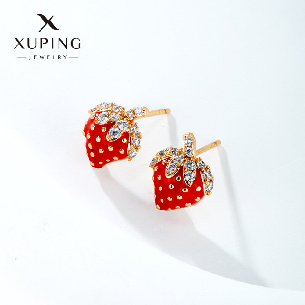 Серьги гвоздики бижутерия, клубника