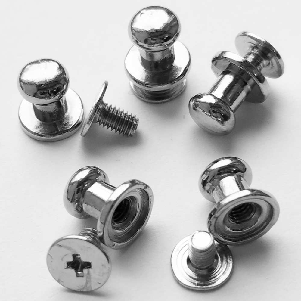 Заклепки (5шт) круглые 8х8мм на винте для ремней, декора обуви, одежды, бижутерии.