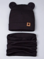 Шапка для мальчика с ушками, осенняя, черная