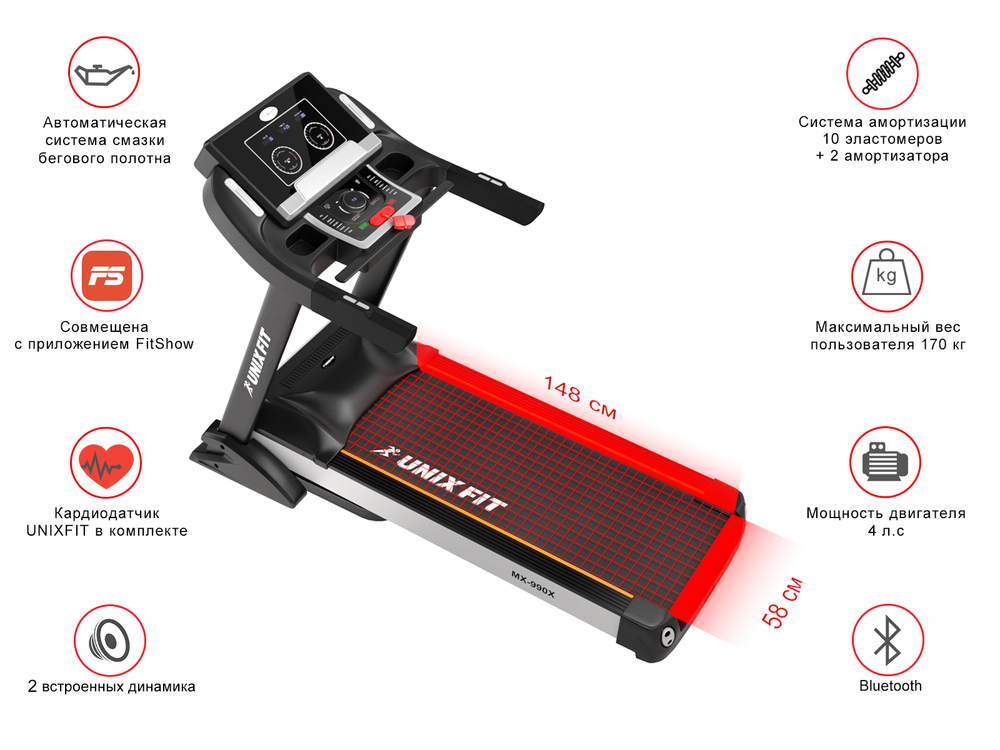 Беговая дорожка UNIX Fit MX-990X