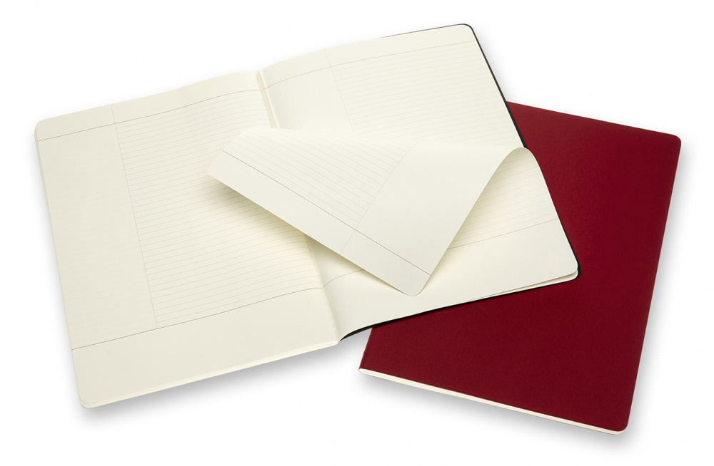 Блокнот (2 шт.) Moleskine Cahier Subject (CH5STNB02) 21х29.7см, 160стр. в линейку, черный/бордовый