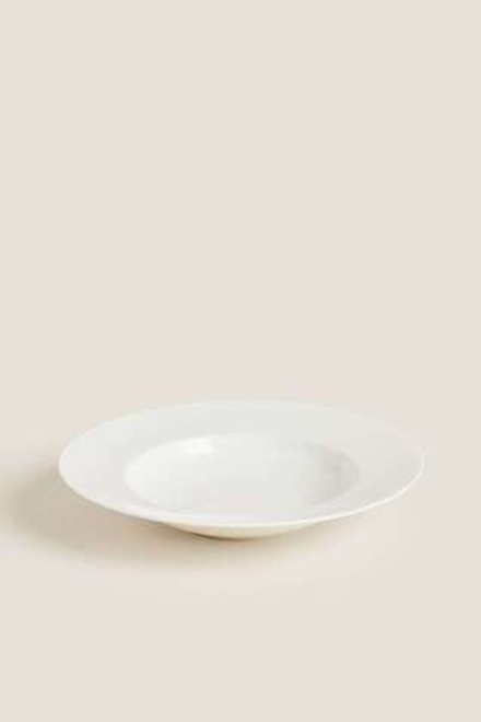 ZARA HOME ТОНКАЯ ФАРФОРОВАЯ ТАРЕЛКА ДЛЯ МАКАРОН, БЕЛЫЙ