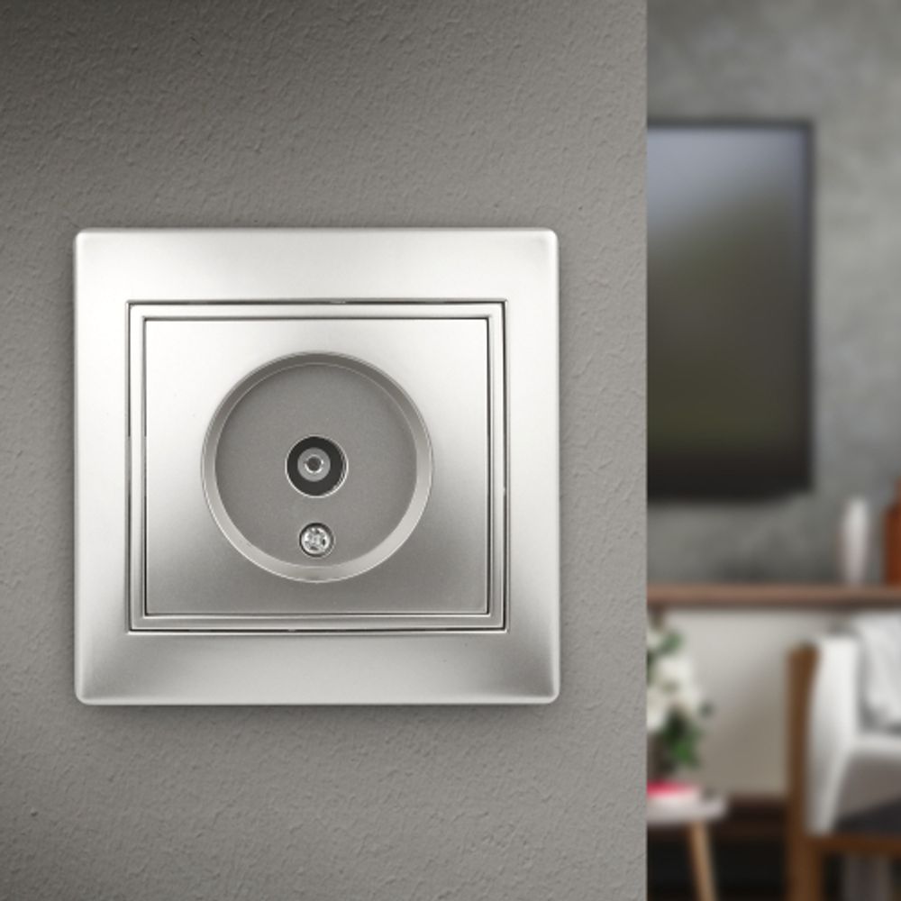 Розетка Intro Plano 1-301-03 TV одиночная, IP20, СУ, алюминий