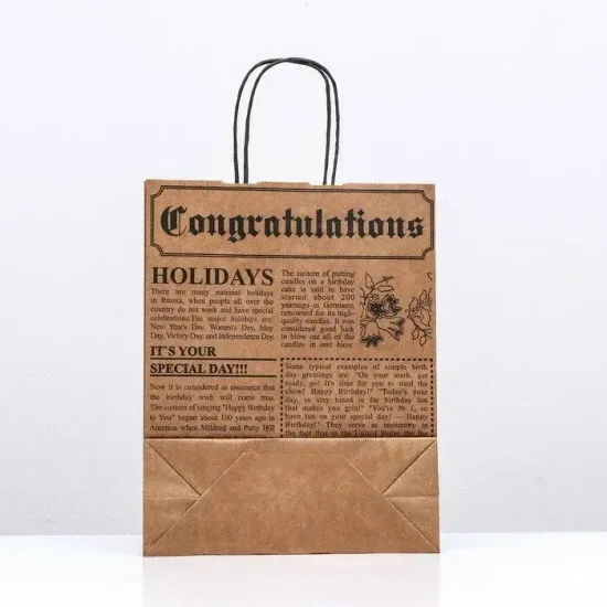Пакет крафт "Газета" коричневая, 25 х 10 х 32 см