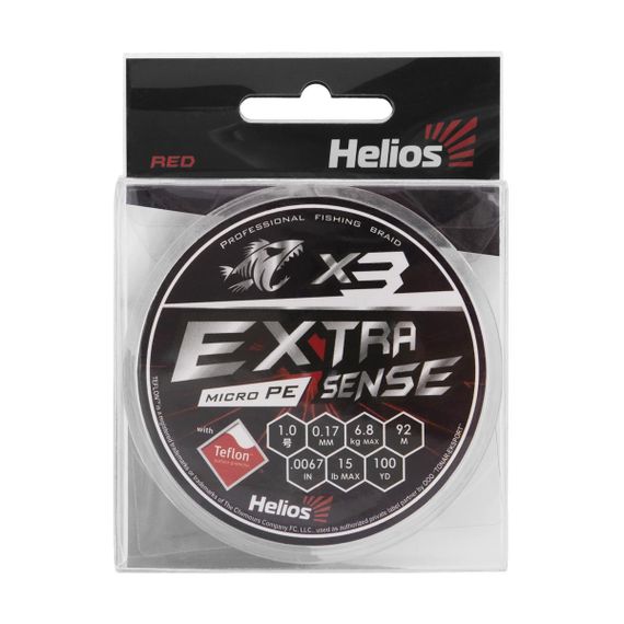 Шнур Helios Extrasense X3 PE Red 92m   1/15LB 0.17mm (HS-ES-X3-1/15LB)