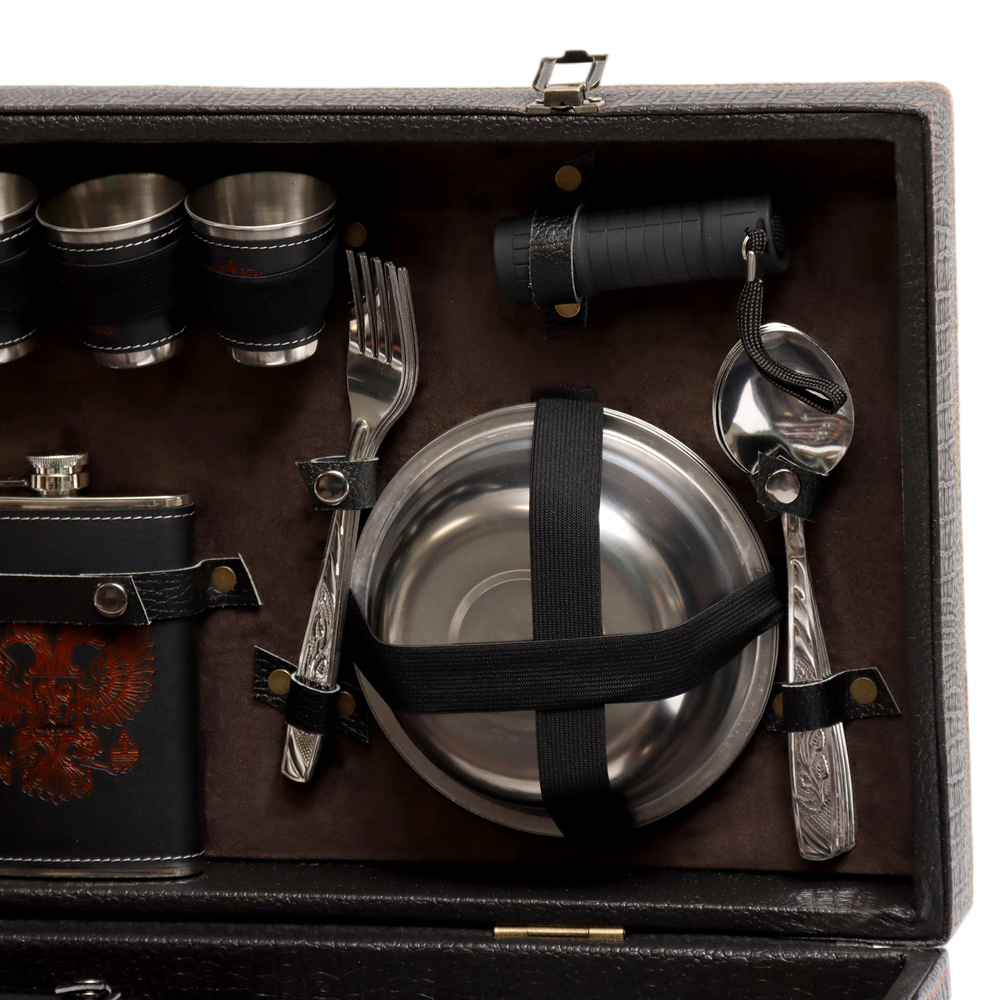 Большой шашлычный набор "Дары Кавказа" кейс из экокожи 32 предмета 9731744