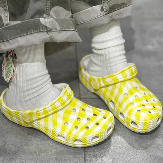 Crocs Classic Gingham Clog 'White Yellow'