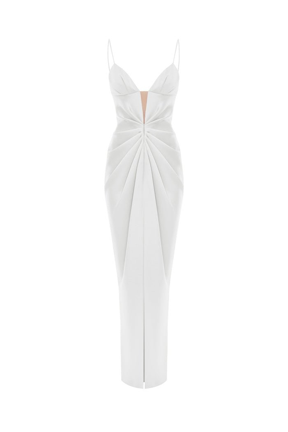 Платье макси драпированное из сатина с разрезом