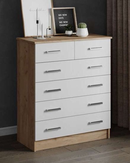 Комод КАТРИН-5 дуб крафт золотой / белый