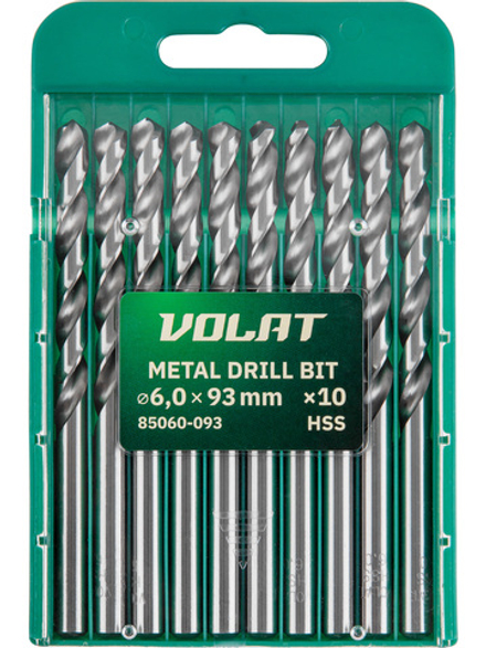 Сверло по металлу ц/х 6.0х57х93 мм HSS, комплект из 10-ти шт ВОЛАТ
