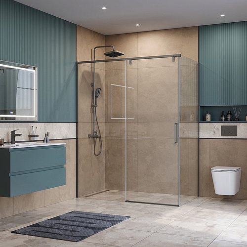 Душевой уголок BelBagno SOFT_CLOSE-1-AH-1 160х90 стекло прозрачное/профиль оружейная сталь
