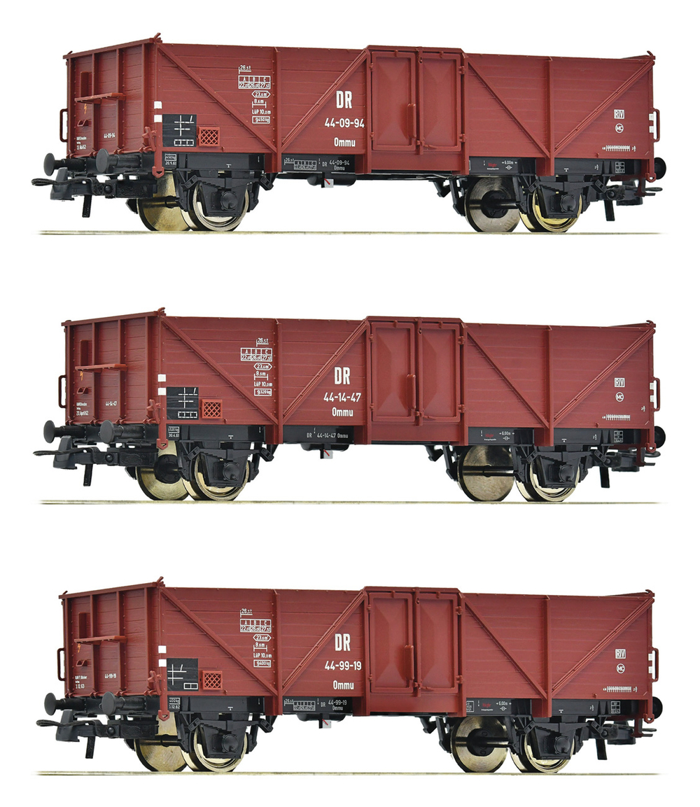 Набор из трех полувагонов Tdgs DB, IV, Ommu DR, III