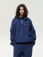 Drawstring Half-Zipped Sweatshirt Navy Smoke
