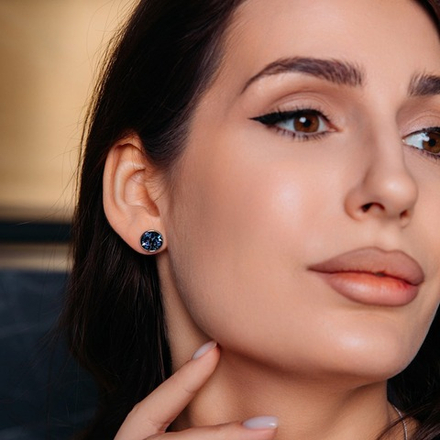 Серьги пусеты Fiore Luna BBL 10 мм A2003SW-E01.23 BL/S