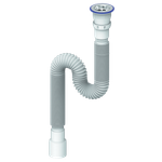 Сифон UNICORN гофрированный 1200мм, прикручивающийся выпуск 1 1/2 (Ø40), чашка нерж. D230