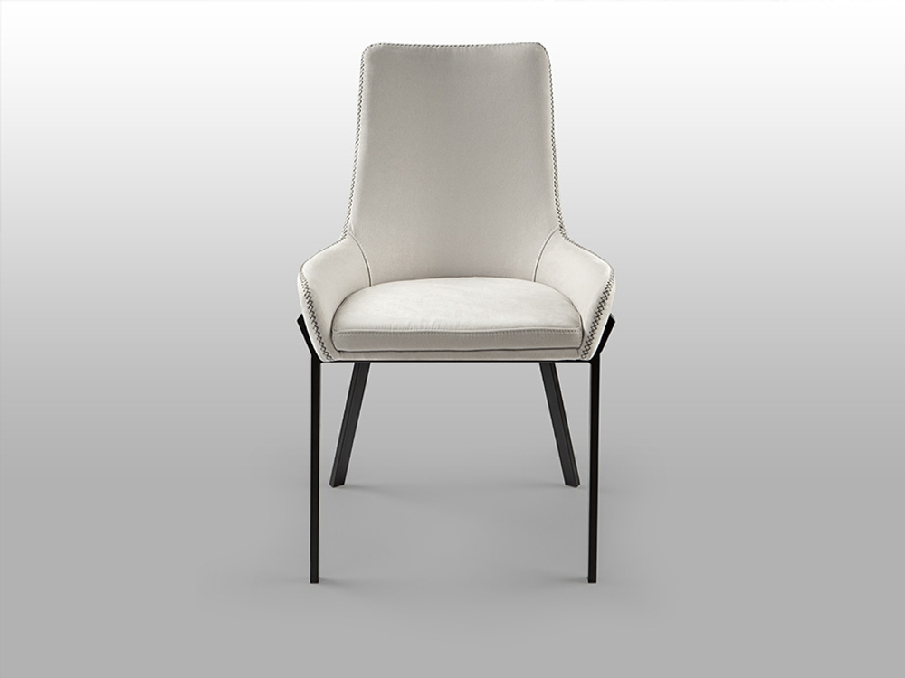 Стул Diane черный металлический с белой обивкой