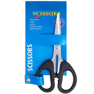 Ножницы 140 мм, пластиковые ручки, черные, европодвес