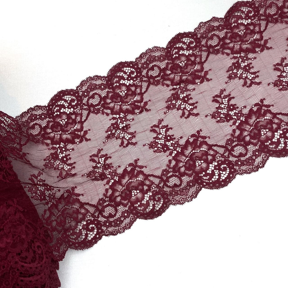 Кружево эластичное бордовое 17 см