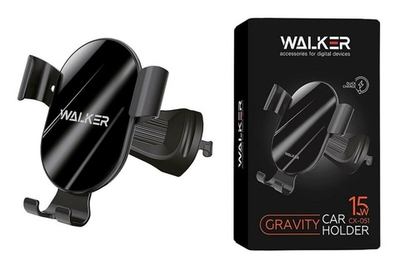 Автодержатель WALKER CX-051 гравитационный на воздуховод, с беспроводным ЗУ, черный