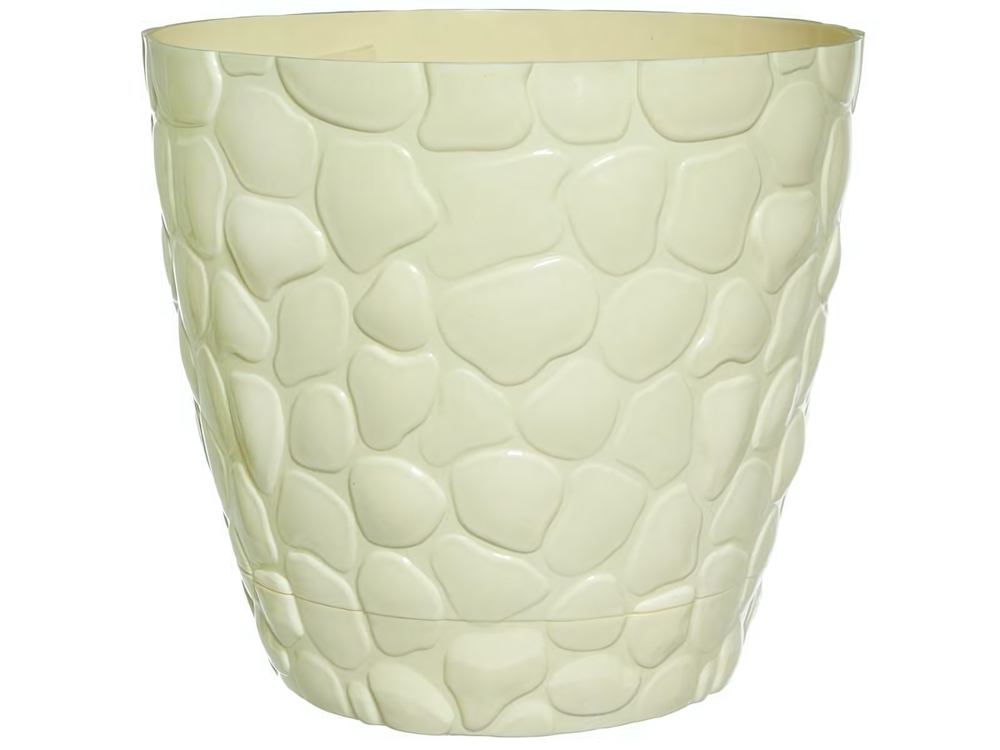 Кашпо Камешки 5л №3 слоновая кость