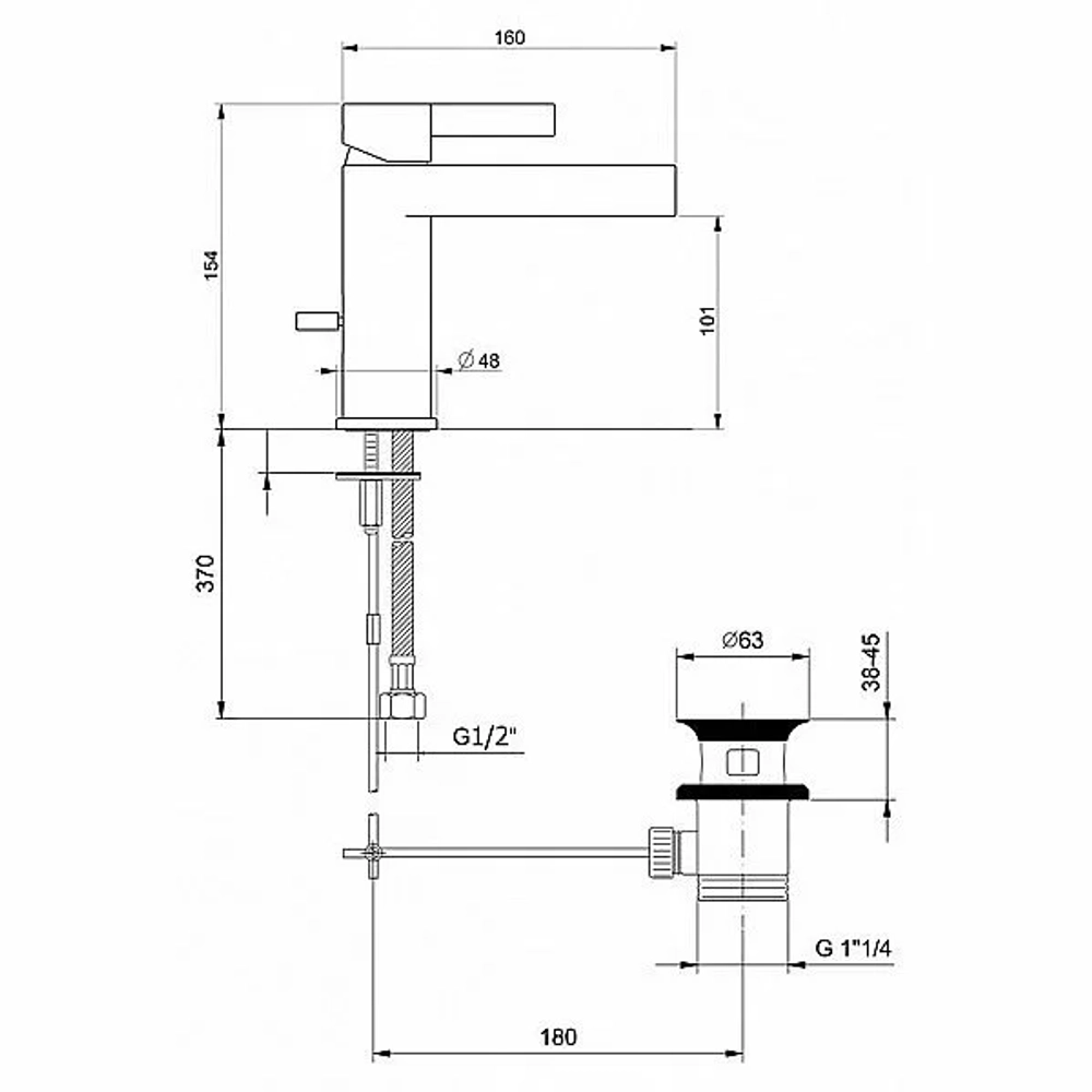 Смеситель для раковины Webert DoReMi DR830102560 черный матовый
