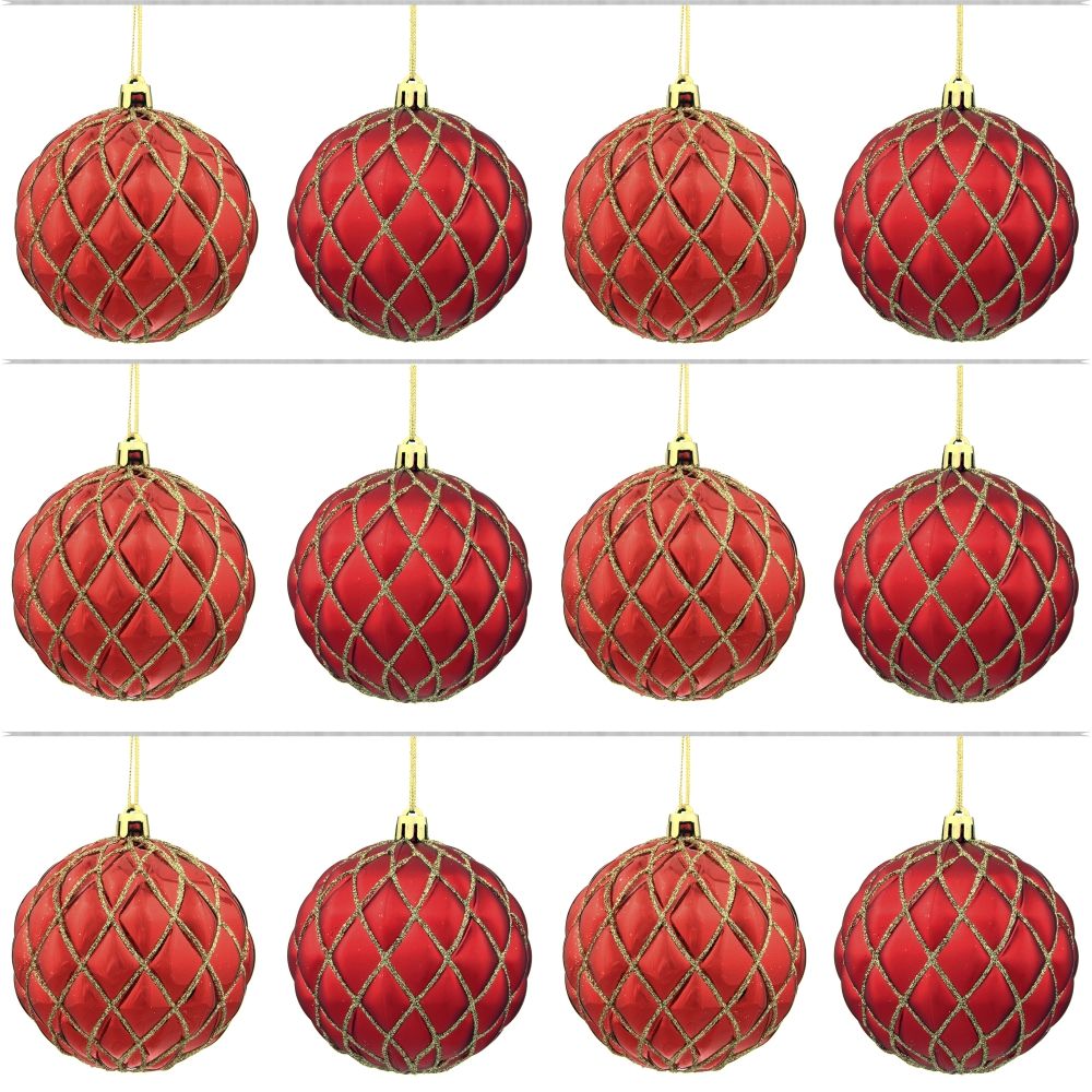 GAEM Набор из 12шт Украшение новогоднее Шар "Золотая сетка", D8 см, L35 W27 H8 см