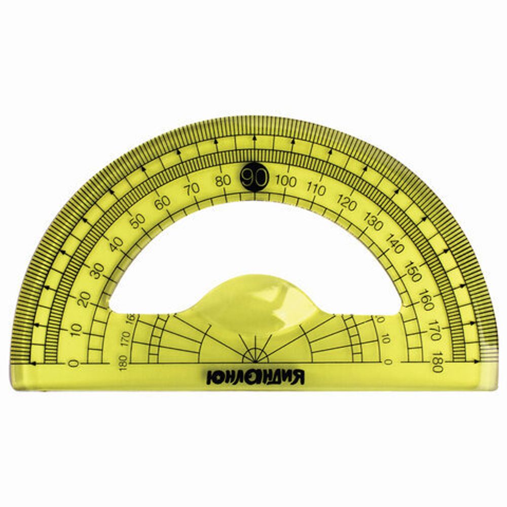 Набор чертежный малый ЮНЛАНДИЯ "START 3D" (линейка 15 см, 2 треугольника, транспортир), прозрачный, желтый, 210741
