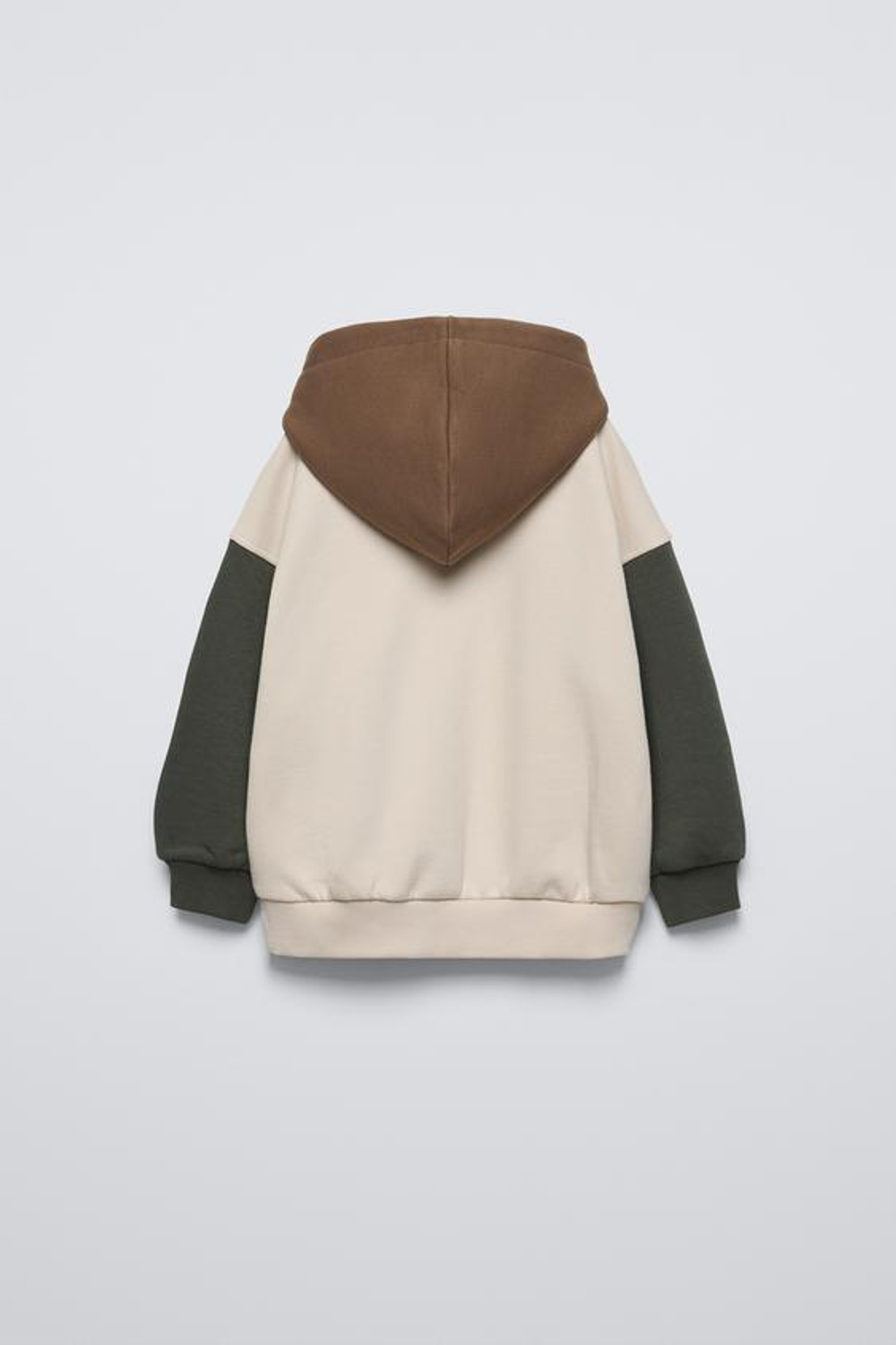 ZARA ТОЛСТОВКА В СТИЛЕ «ЦВЕТОВОЙ БЛОК» С КАПЮШОНОМ, ЭКРЮ/КОРИЧНЕВЫЙ