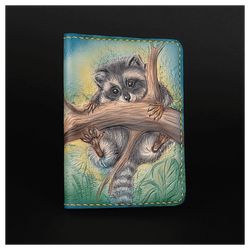 Кожаная обложка на паспорт «Енотик»