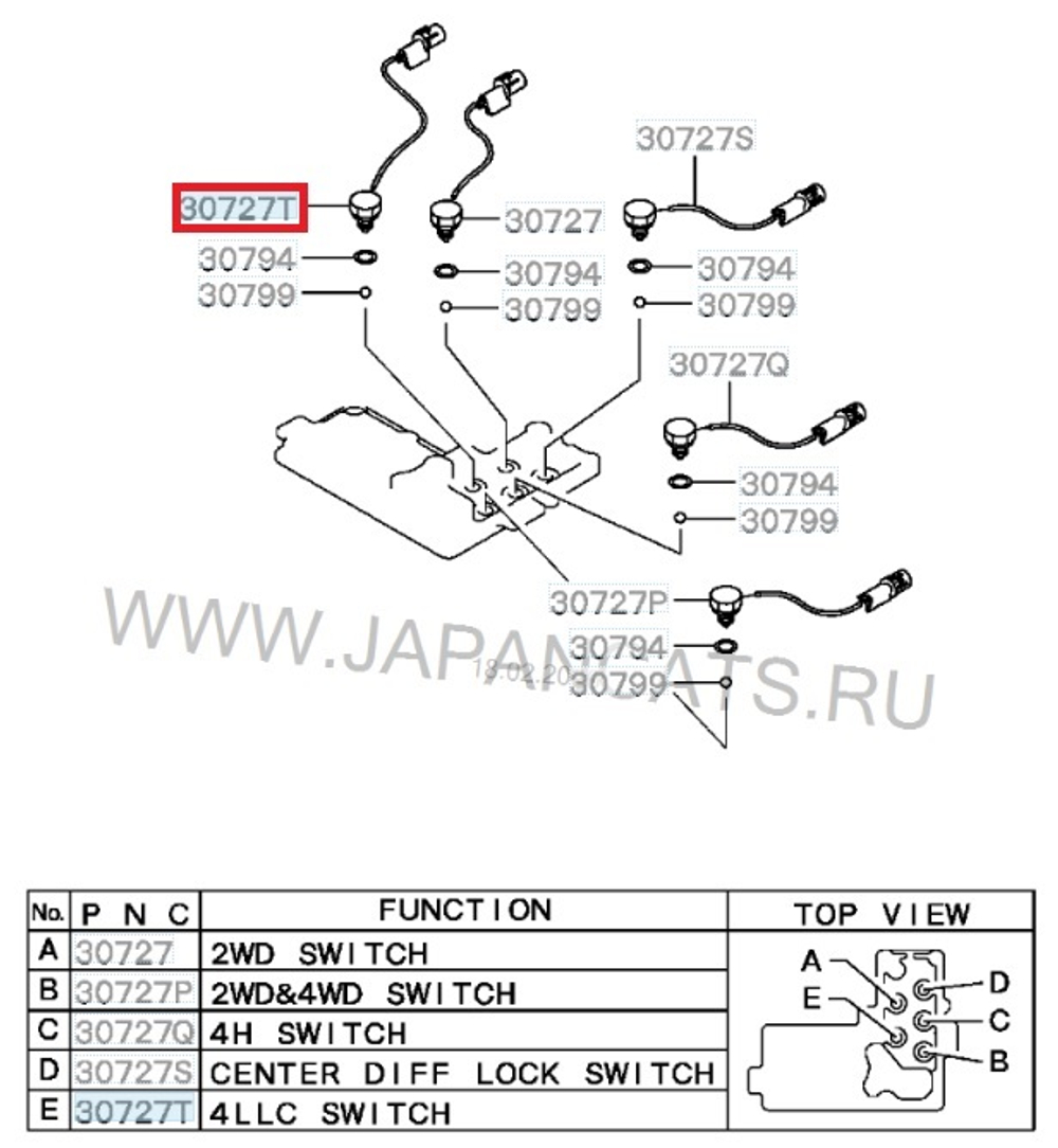 Датчик положения раздатки Mitsubishi / RVLT-MR580155
