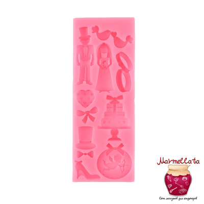 Молд силиконовый "Свадебная атрибутика", 15,5*6*0,9 см