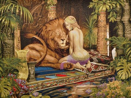 Гобеленовая картина "D. НЕЖНЫЙ ЗВЕРЬ-2" в багетной раме, Россия.