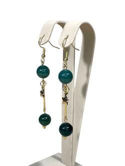 Серьги подвески с моховым агатом