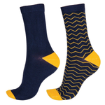 Набор из 2 сине-желтых бамбуковых носков (Размер: 36-42) (Цвет: синий с желтым)