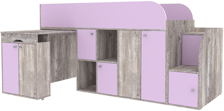 Кровать-чердак КарИВи Малыш 3 Бетон Ирис