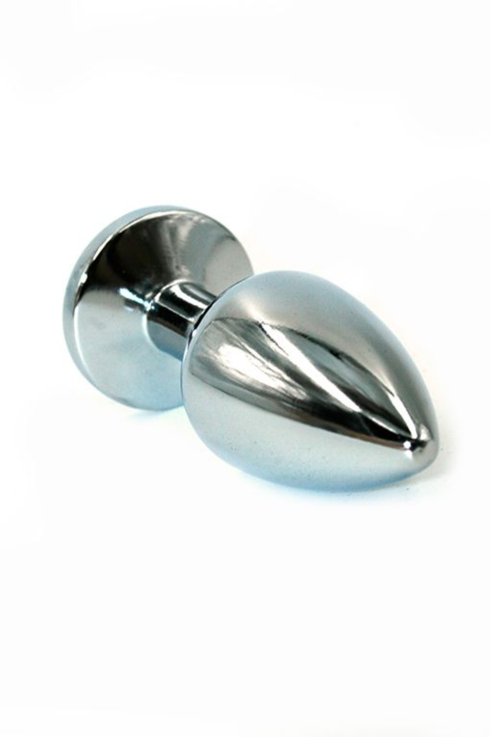 Серебристая малая анальная пробка с сиреневым кристаллом - 7 см. (Цвет: сиреневый)