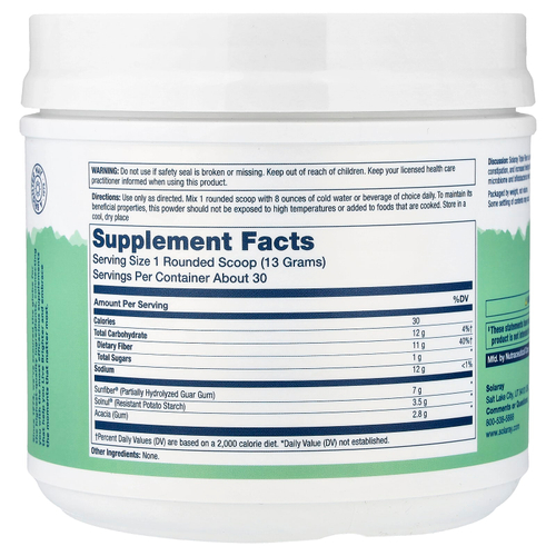 Solaray, ежедневный порошок из тройной клетчатки, без добавок, 401 г (14 унций)