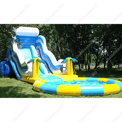 Надувной батут-горка с бассейном «Пляжный оазис», 21*7*7 м