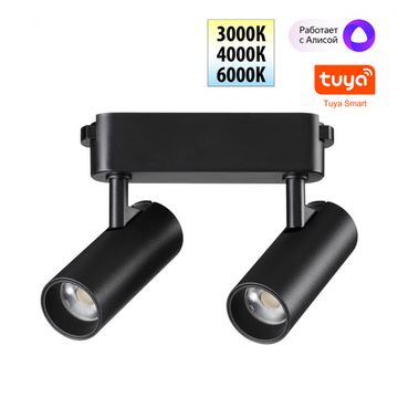 Трековый смарт-светильник для низковольтного шинопровода с двумя режимами работы LED 2*6W 3000К-6000К 359469 чёрный Easy Novotech