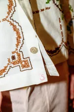 Рубашка Soeurs Украшенная Яркой Вышивкой / Big Pink Flowers Long Sleeve белая