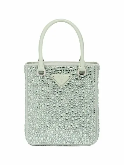 Мини-сумка Prada Duchess с кристаллами светло-зеленый