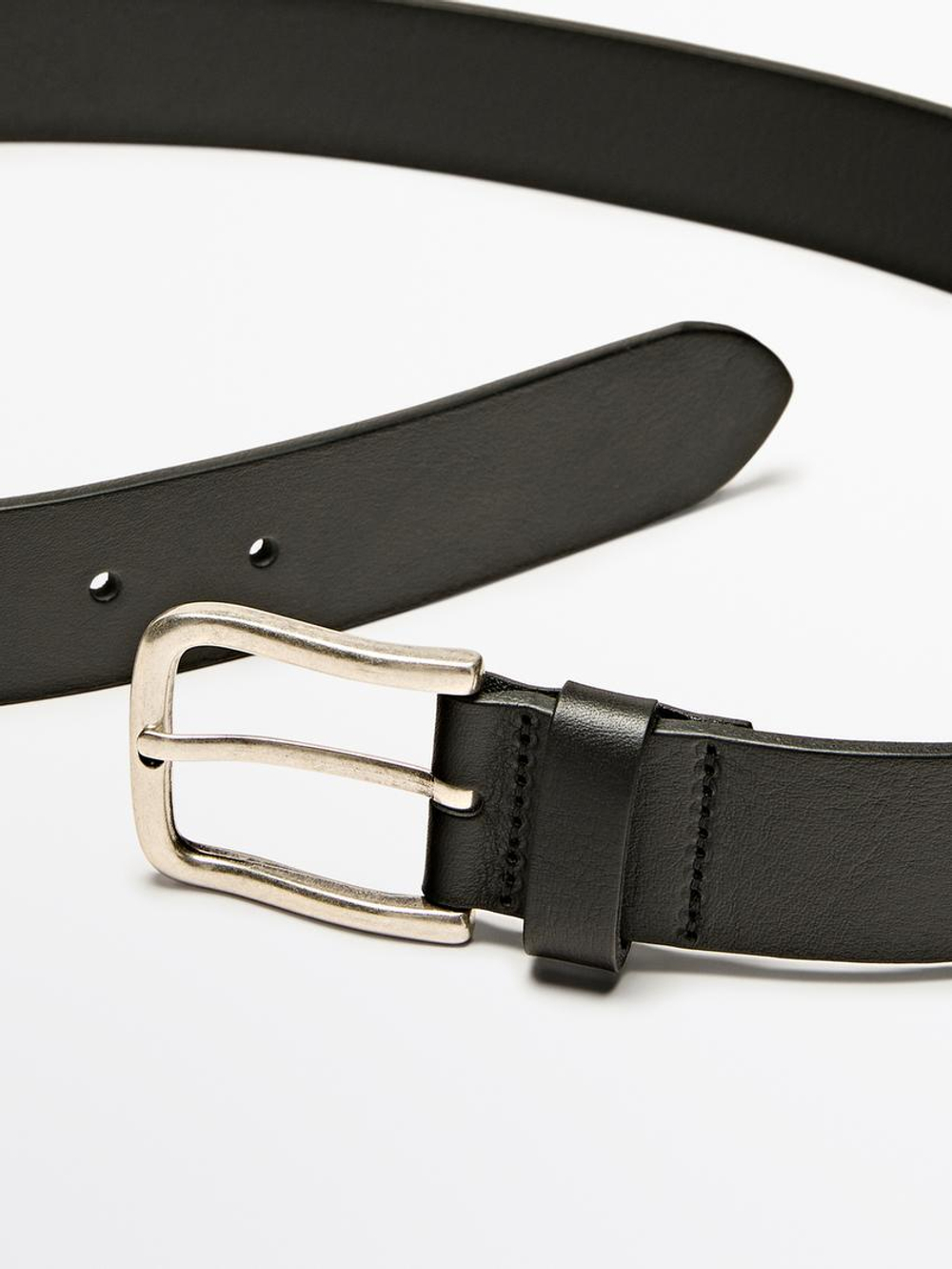 Massimo Dutti Ремень из мягкой кожи наппа, черный