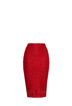 Юбка-миди кружевная красная