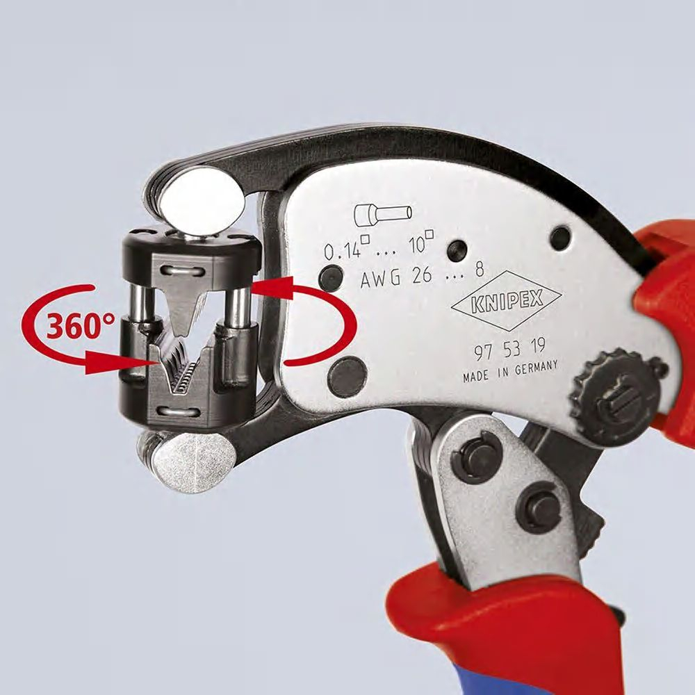 Twistor T Пресс-клещи для контактных гильз DIN 46228 1+4, обжим: трапециевидный, поворот 360°, 0.14-